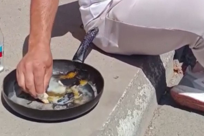 Esnaf asfalt üstünde yumurta pişirip afiyetle yedi! 40 derece sıcakta...