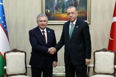 Erdoğan, Özbekistan Cumhurbaşkanı Şevket Mirziyoyev ile görüştü