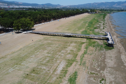 Bursa İznik Gölü'nde bir dönem deniz otobüsünün yanaştığı iskele karada kaldı