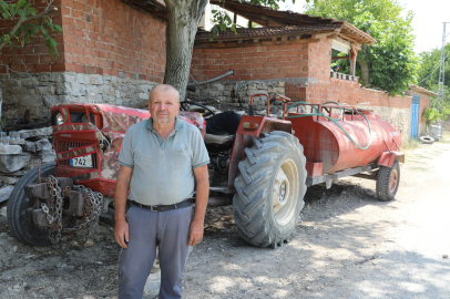 Bursa'da lastiği patlak traktörüyle yangına su taşıyan çiftçi konuştu