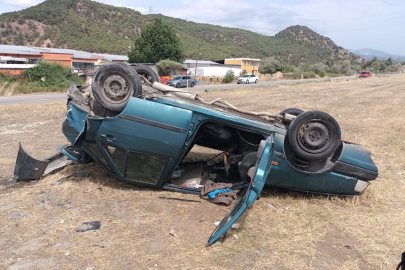 Tokat'ta ters dönen otomobilden sağ kurtuldu