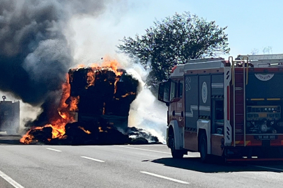 Tekirdağ'da LPG'li otomobilde çıkan yangın önce tarlaya sonra tıra sıçradı