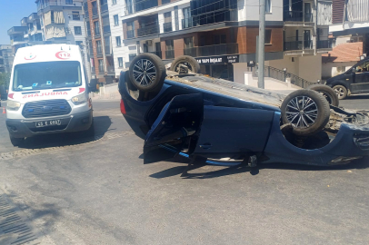 Manisa'da takla atan araçtan burnu bile kanamadan kurtuldu