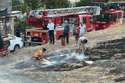 İstanbul Maltepe'de ormana yakın noktada atılan havai fişek yangın çıkardı