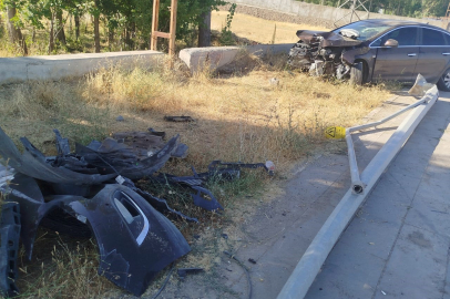 Muş Malazgirt'te otomobil direğe çarptı: 1 yaralı
