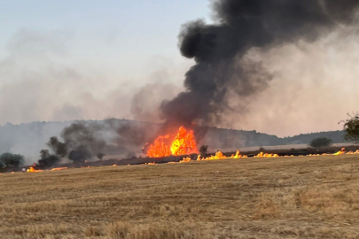 Kastamonu'da saman yüklü kamyon alev alev yandı