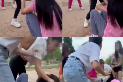 Mersin'de kızlar arasında kavga kamerada: 16 yaşındaki şüpheli tutuklandı