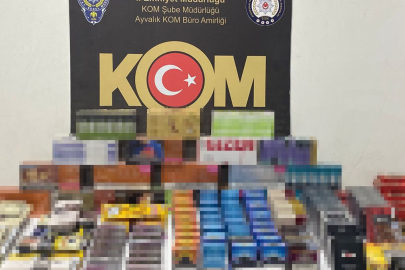 Balıkesir Ayvalık’ta polisten kaçak sigara ve tütün operasyonu