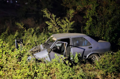 Bursa’da kontrolden çıkan otomobil şarampole uçtu