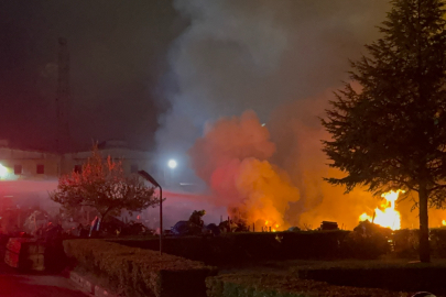 Düzce’de ahşap fabrikasının bahçesinde yangın