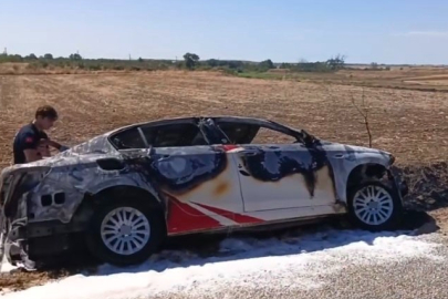 Kırklareli Babaeski'de otomobil yangını