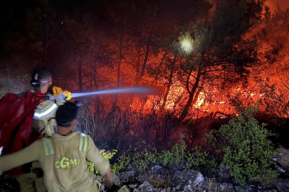 Aydın Söke'de alevler geceyi aydınlattı