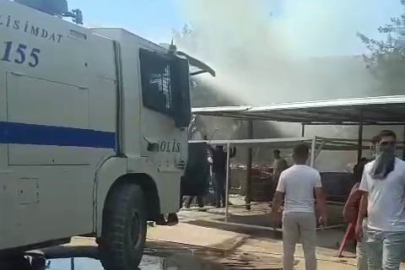 Mardin'de içecek deposundaki yangına TOMA müdahale etti