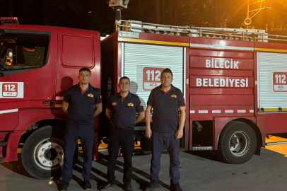 Bilecik Hamsu Köprüsü'nde yaşanan toprak kayması sonrası itfaiye tedbir aldı