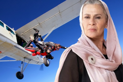 Uzak Şehir'in Sadakat'i Gonca Cilasun uçaktan atlayıp Filistin kefiyesi açti