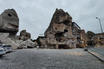 Göreme'de bir peribacası iklimsel nedenler yüzünden hasar aldı!