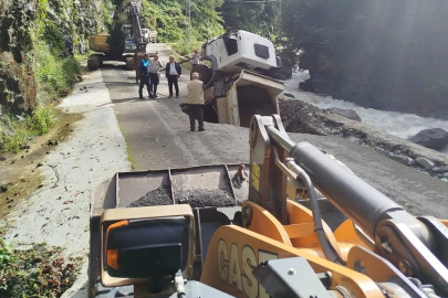 Artvin'de yol onarım sırasında kamyon göçüğe düştü: 1 yaralı