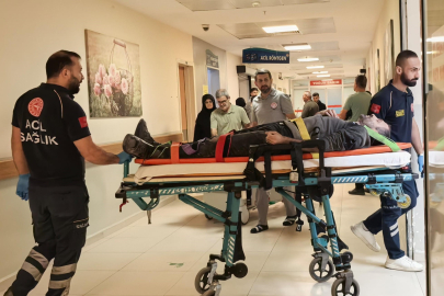 Bursa'da üzerine sunta devrilen işçi yaralandı!