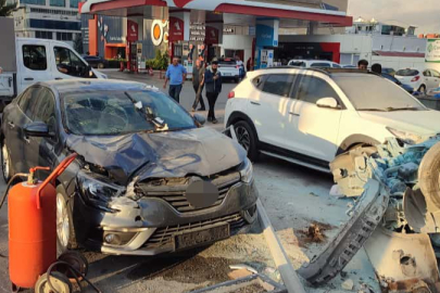 Ankara’da takla atan otomobil benzinliğe uçtu