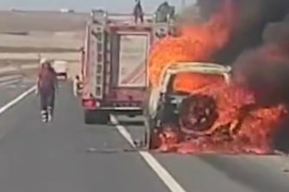 Diyarbakır’da seyir halindeyken alev alan cip küle döndü