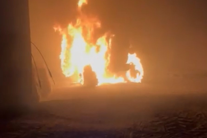 Konya'da traktör alev alev yandı