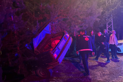 Osmaniye’de otomobil uçuruma düşmekten ağaç sayesinde kurtuldu