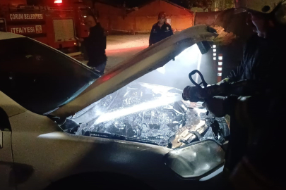 Çorum'da park halindeki cipi küle dönmekten itfaiye kurtardı