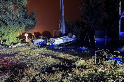 Bursa'da kontrolden çıkıp tarlaya uçtu! Yaralılar var...