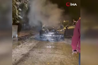 Konya'da seyir halindeki otomobil yandı