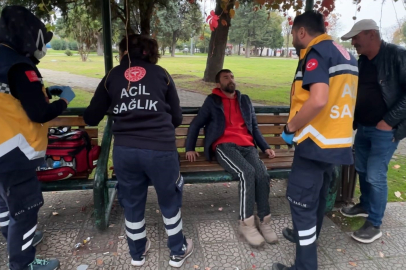 Samsun'da parkta alkol alıp sızan şahıs hastanelik oldu