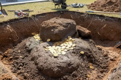 Fransa'da yüzme havuzu kazısından gerçek bir hazine çıktı! Altınlar ev sahibine kaldı