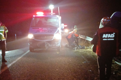 Elazığ'da bariyerlere çarpan kamyon devrildi: 1 yaralı