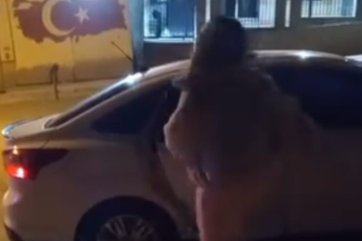 Elazığ'da bir kadın, tartıştığı şahsın arabasına saldırdı