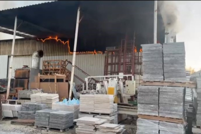 Burdur'da mermer fabrikasında yangın