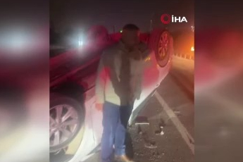Bursa'da 'kazadan yara almadan kurtuldum' pozu!