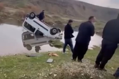 Batman’da hafif ticari araç yapay gölete uçtu