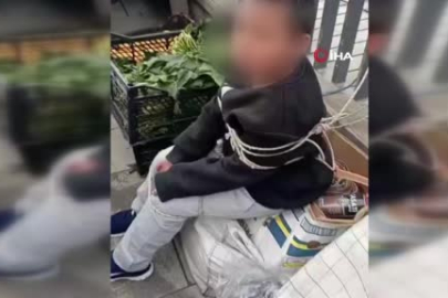 İstanbul Sarıyer'de hırsızlık yaptığı iddia edilen çocuğu iple bağladılar