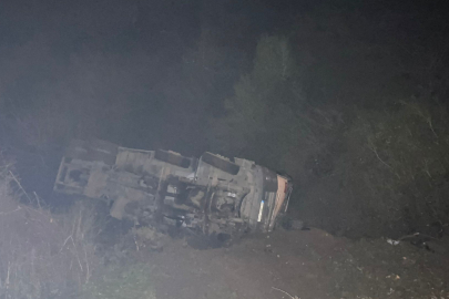 Karabük'te beton mikseri 150 metrelik uçuruma yuvarlandı: 2 yaralı