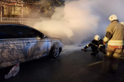 Hatay Belen’de otomobil yangını