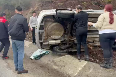 Bolu-Abant yolunda kontrolden çıkan araç, takla attı