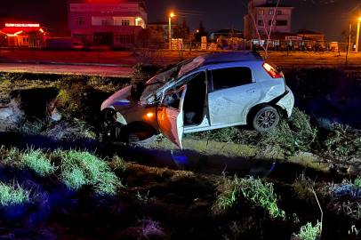 Tekirdağ'da alkollü sürücü su kanalına uçtu