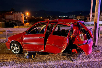 Otomobil elektrik direğine çarptı, baba ile oğlu hayatını kaybetti