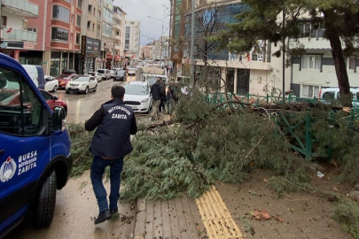 Bursa Büyükşehir ekipleri şiddetli rüzgara karşı sahada