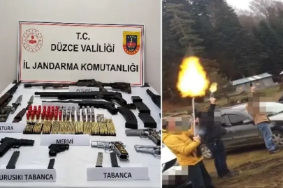 Düzce'de ateşli silahlarla paylaşım yapan 8 şüpheli gözaltında