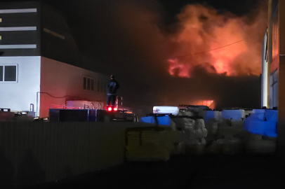 Düzce'de strafor fabrikasında yangın