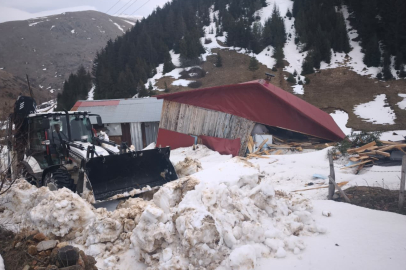 Ordu'da çığ düşmesi sonucu ahşap ev zarar gördü