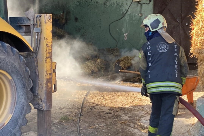 Kocaeli harada çıkan yangında 70 balya saman yandı