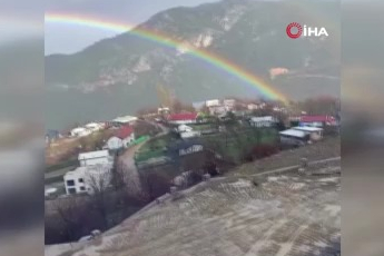 Bursa'da yağmur sonrası gökkuşağı görsel şöleni