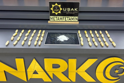 Uşak'ta midelerinden 1 kilo 70 gram metamfetamin çıktı