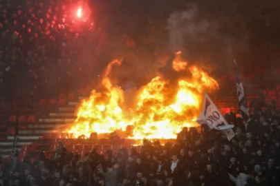 Belgrad derbisinde ortalık karıştı! Stadı ateşe verdiler
